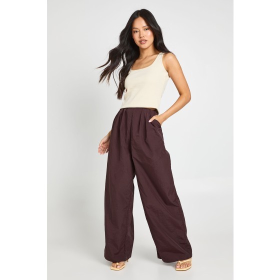 Petite Nylon Pleat Detail Cargo Trousers