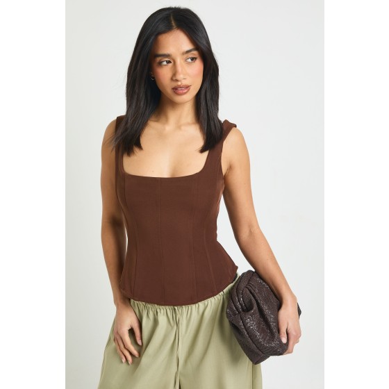 Petite Structured Crepe Corset Top