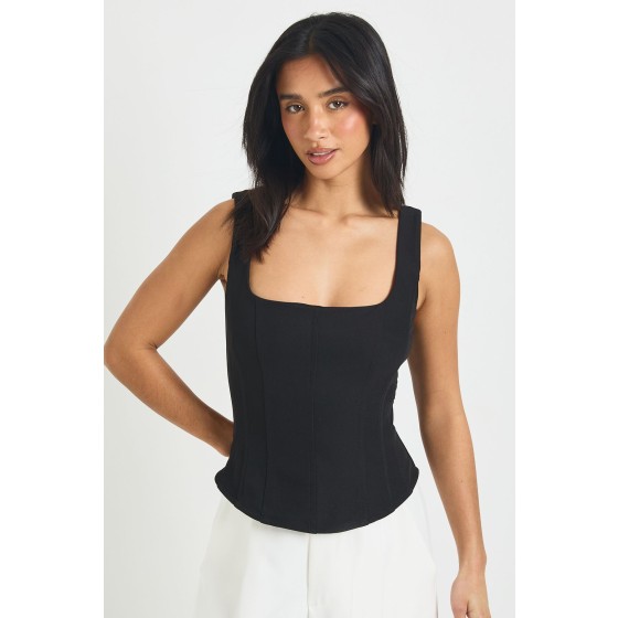 Petite Structured Crepe Corset Top