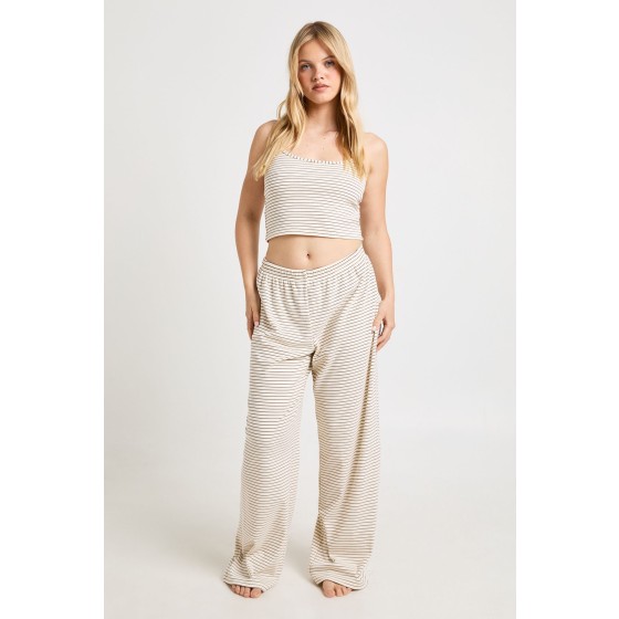 Petite Soft Rib Stripe Cami & Trouser Pyjama Set