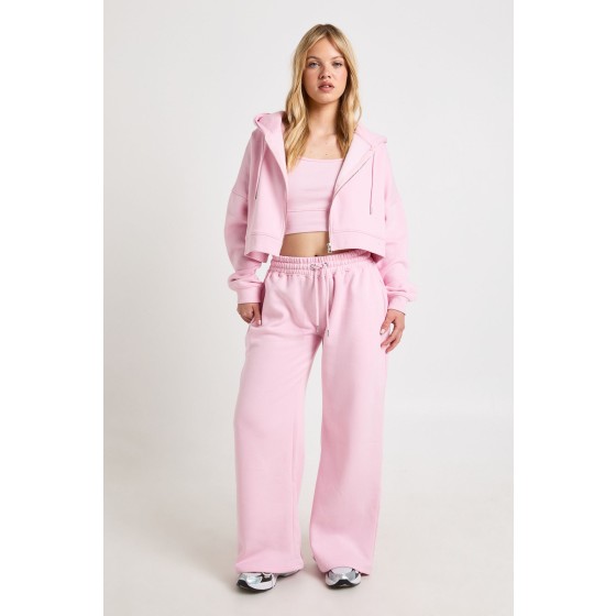 Petite Deep Hem Crop Top 3 Piece Hooded Tracksuit