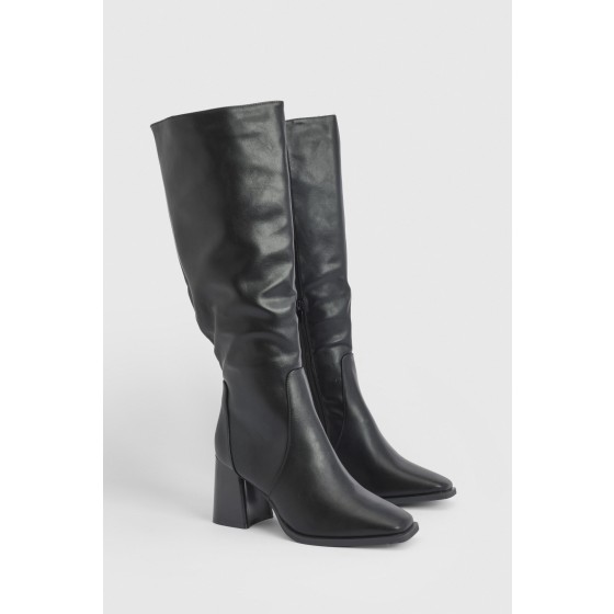 Mid Block Heel Knee High Boots