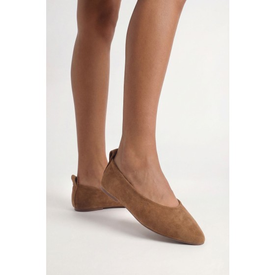 Faux Suede Round Toe Ballet Flats
