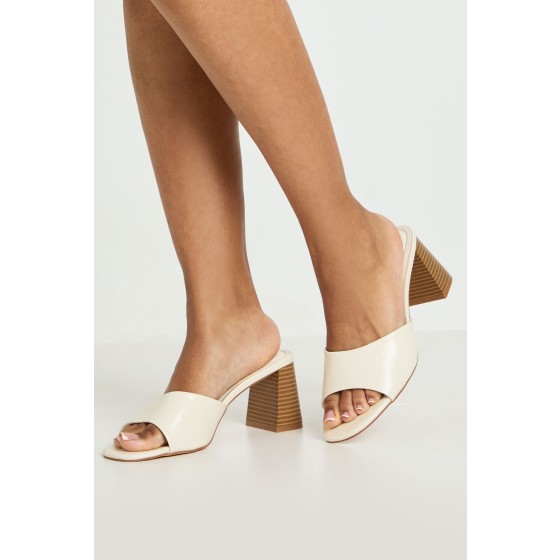 Stack Detail Block Heeled Mules