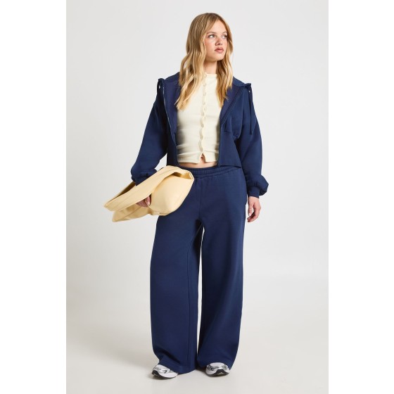 Petite Cinched Waist Zip Through Cropped Hoodie Tracksuit