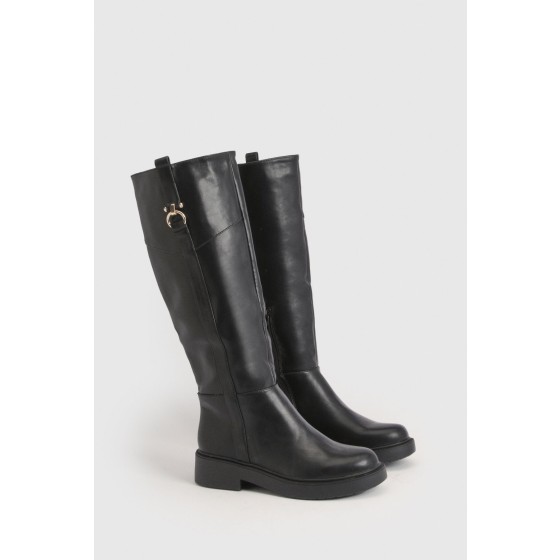 Hardware Buckle Detail Knee High Boots