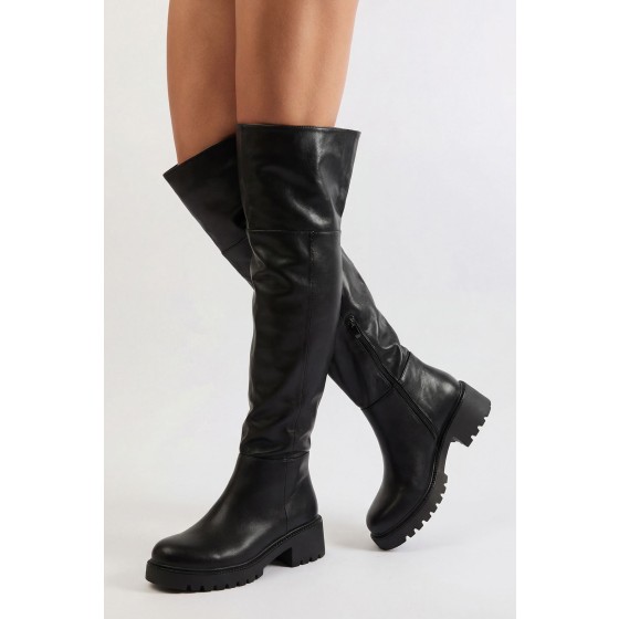 Chunky Block Heel Knee High Boots