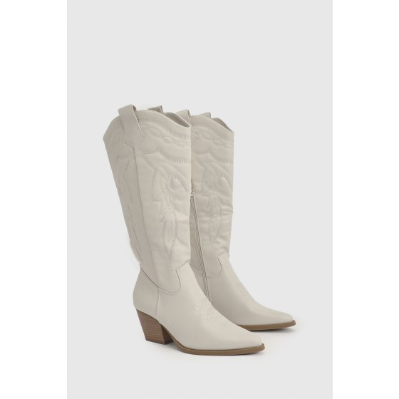Embroidered Knee High Western Boots