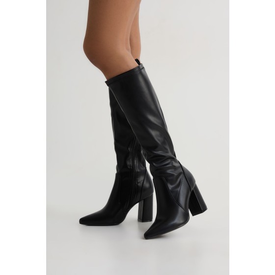 Block Heel Pointed Knee High Boots