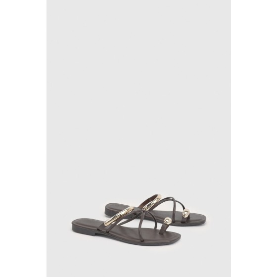 Gold Trim Strappy Sandals
