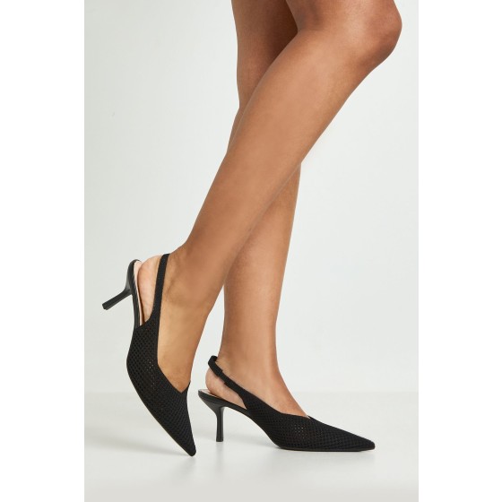 Neoprene Micro Fishnet Slingback Court Shoes