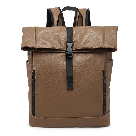 Roll Top Backpack with Zipper Pockets and Buckle Closure