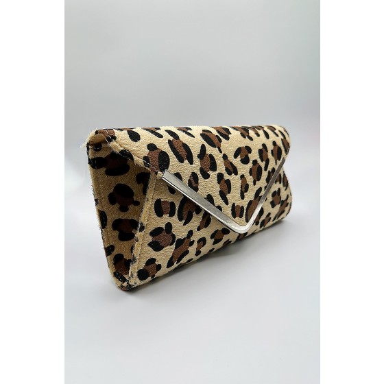 Leopard Clutch Bag in Light Beige