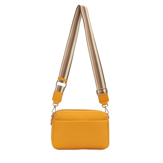 Front Pocket Double Compartments Camera Crossbody Bag With Canvas Strap