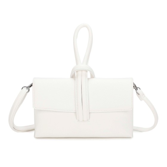 Elegant Tie Closure Faux Leather Clutch Crossbody Bag