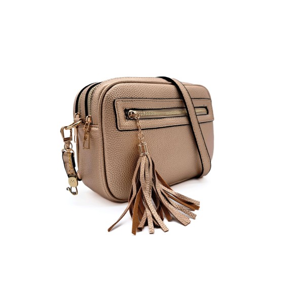 Dual Zipper Tassel Charm Crossbody Camera Bag