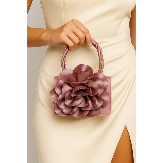 Satin Evening Bridal Wedding Prom Party Flower Mini Tote Bag