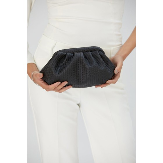 Textured Pu Leather Pouch Bag With Detachable Crossbody Strap