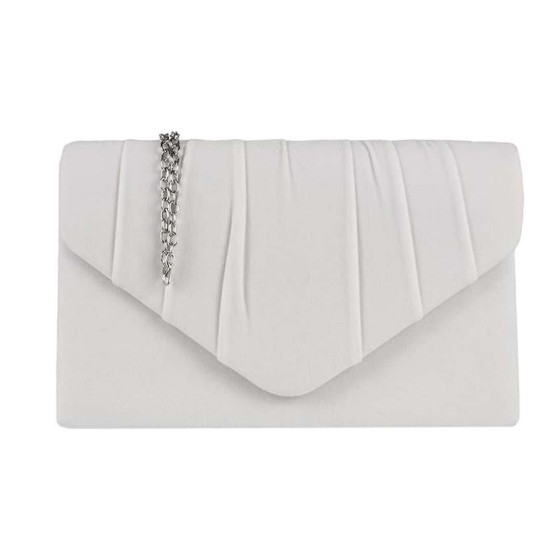 Elegant Faux Suede Pleated V Shape  Evening Clutch Bag