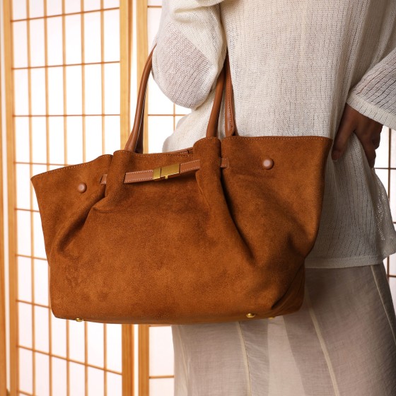'Dove' Suede Handheld Tote Bag