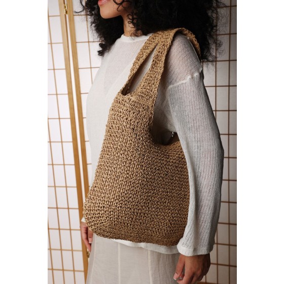 'Islet' Slouchy Raffia Shoulder Bag