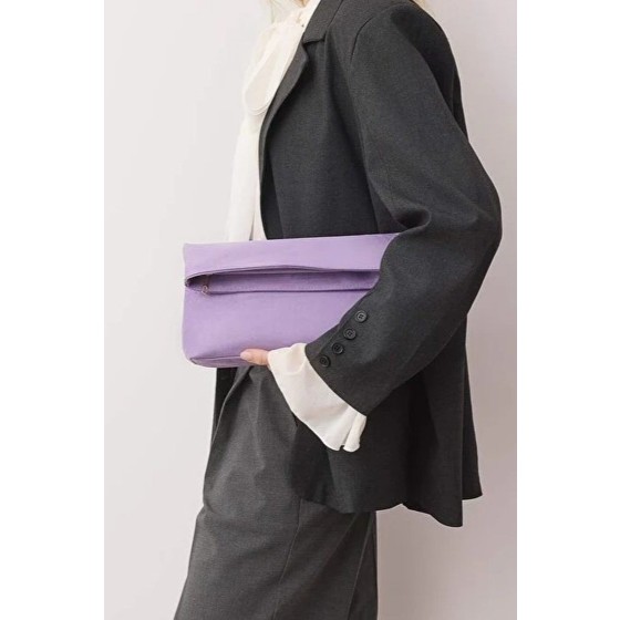 Soft Suede Foldover Clutch Bag