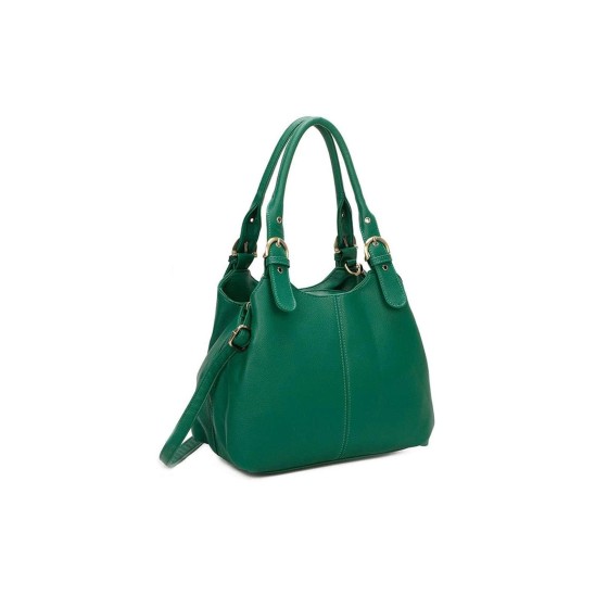 Tri-Compartments Tote Handbag Shoulder Bag with Detachable Strap
