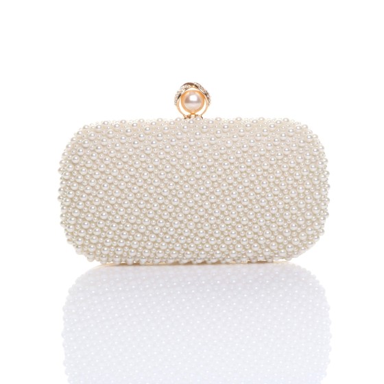 Evening Pearl Beaded Satin Bridal Wedding Prom Party Bag