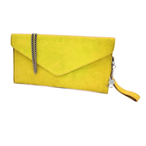 Genuine Italian Suede Envelope Style  Cluth Bag Purse Flat Messenger Handbag