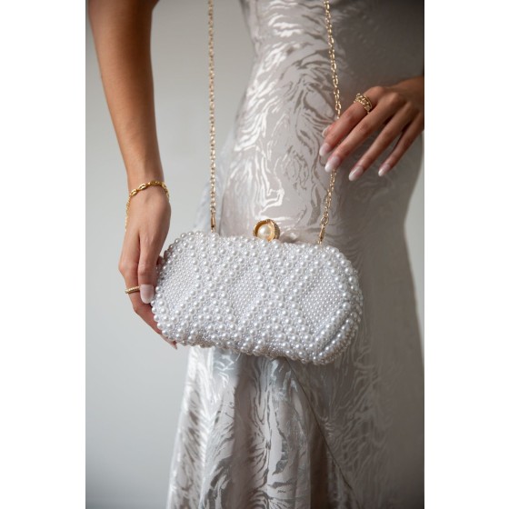 White Beaded Clutch Bag