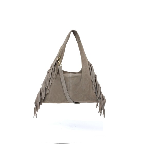 Italian Genuine Suede Side Fringe Crossbody Small Shoulder Bag
