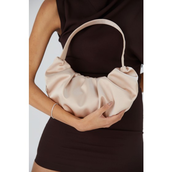 Pleated Satin Shoulder Bag
