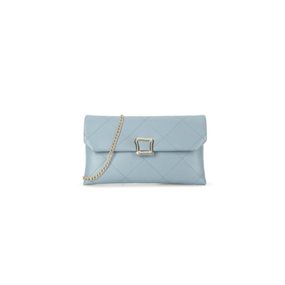 Faux Leather Clutch Bag with Chain Strap