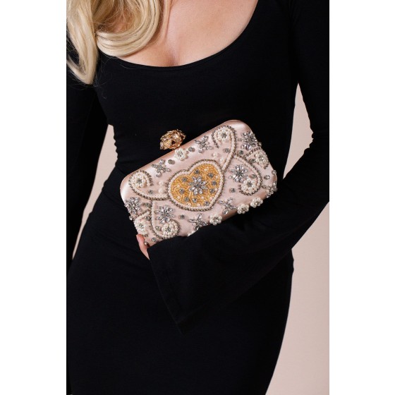 Heart Beaded Clutch Bag