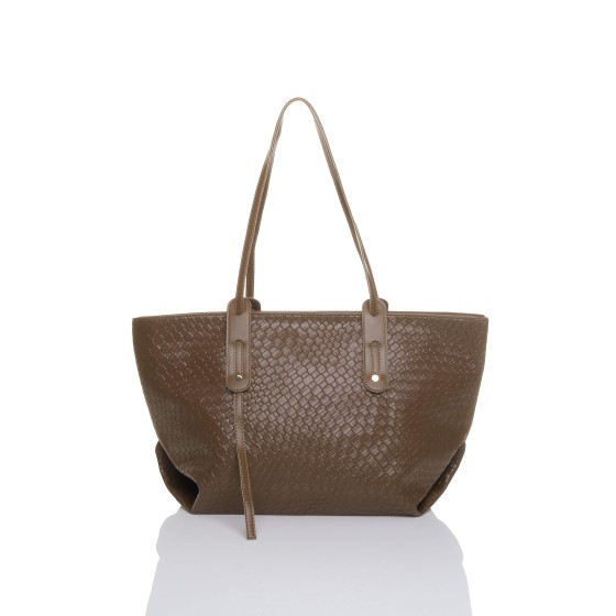 Weave Pattern Large Shoulder Bag
