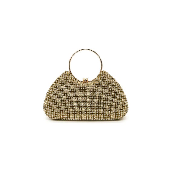Sparkly Rhinestone Round Handle Evening Clutch Bag