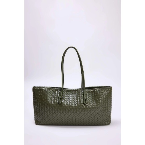 Women's Woven Shoulder Bag with Intrecciato Pattern