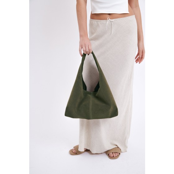 Slouchy Square Faux-Suede Shoulder Bag