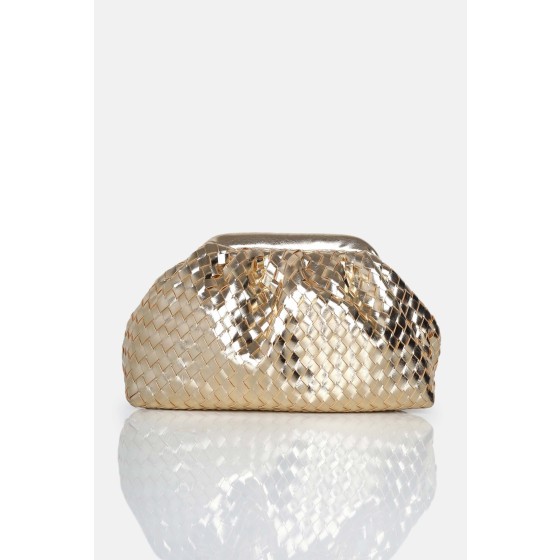 The Project Metallic Gold Weave Clutch Bag