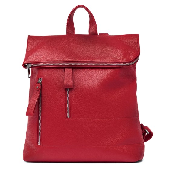 Pebbled Pu Leather  Foldover Rommy Backpack Travel Bag