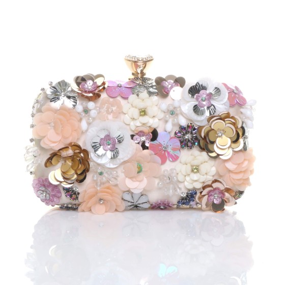 Embellished Flower Rectangle Prom Bridal Wedding Evening Clutch Bag