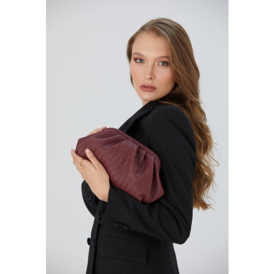 Textured Pu Leather Pouch Bag With Detachable Crossbody Strap