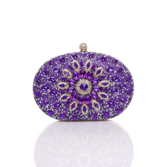 Diamante Embellished Oval Prom Clutch Bag