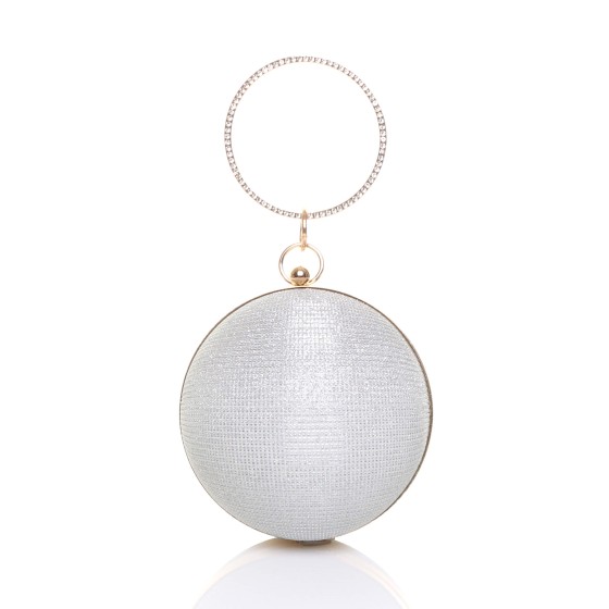 Glitter Evening Party Diamante Handle Spherical Ball Bag