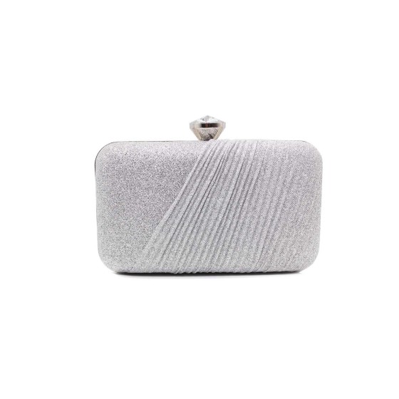 Large Diamanti Clasp Half Pleated Clutch Evening Bag