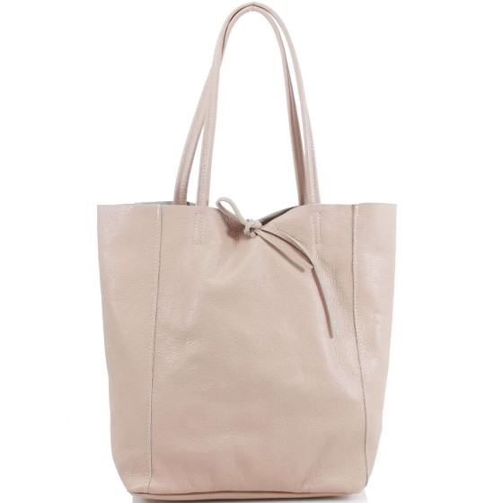 Large Genuine Italian Soft Leather Tie Closure Tote Bag