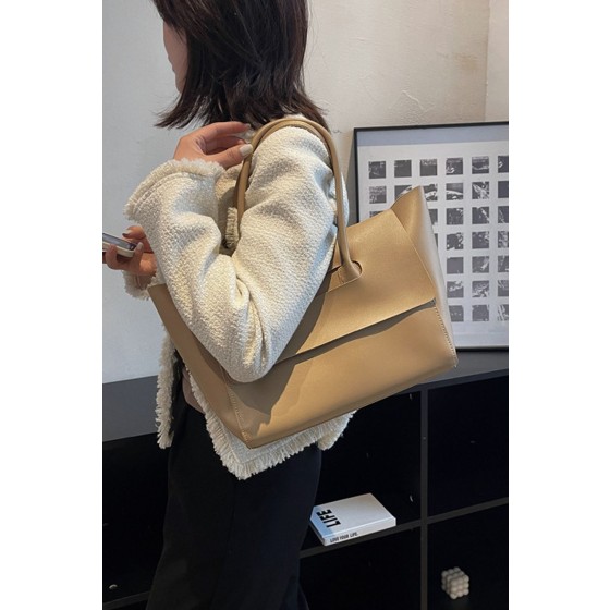 'Indie' Faux Leather Flap Over Handle Shoulder Tote Bag