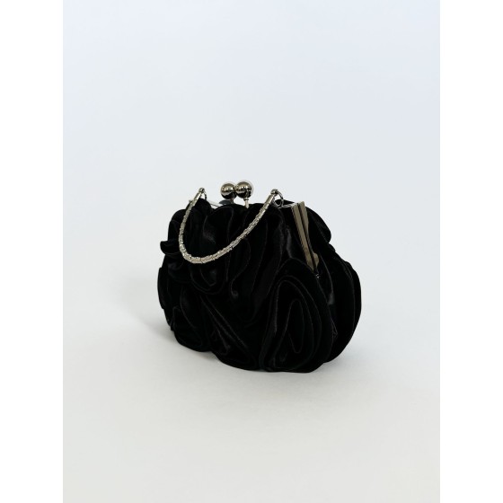 3D Rose Clutch Bag in Black