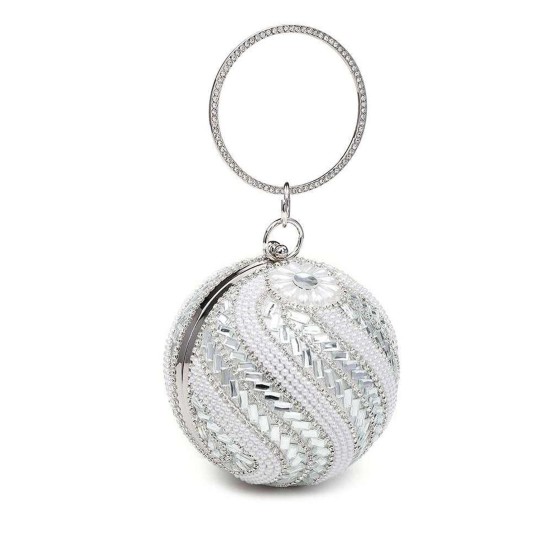 Ball Shape Spiral Crystals Pattern Clutch Bag