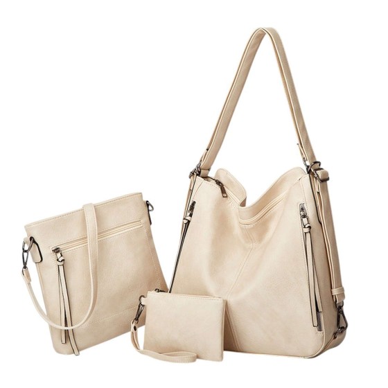Multifunctional  3-Piece Set Tote/Backpack  Shoulder Handbag With Purse Bag